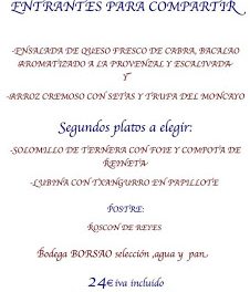 Menú de Reyes en el Café del Sur (domingo, 6)