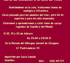 Curso de cata de vinos (del 18 al 20 de febrero)