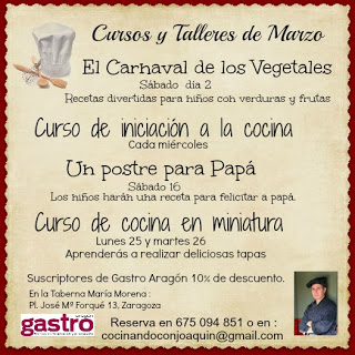 Cursos de cocina avalados por GASTRO ARAGÓN (marzo)