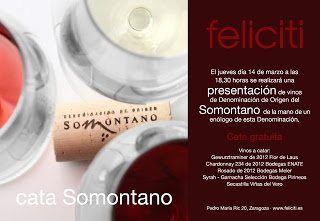 Cata de vinos DOP Somontano en Feliciti (jueves, 14)