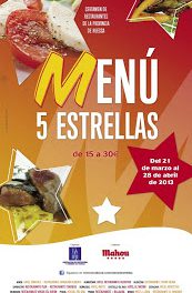 Certamen de restaurantes Menú 5 estrellas (del 21 de marzo al 28 de abril)