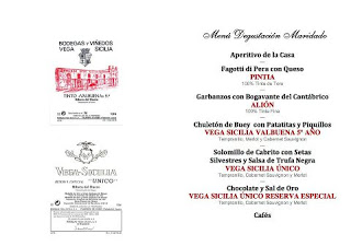 Cena maridada con Vega Sicilia (jueves, 25)