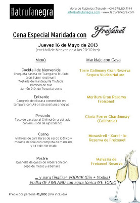 Cena maridada con Cava Freixenet en La Trufa Negra, 16 de mayo