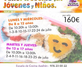 Curso de cocina para niños y adolescentes en Azafrán (julio)