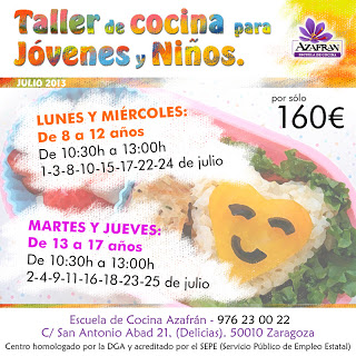 Curso de cocina para niños y adolescentes en Azafrán (julio)