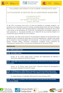 Taller informativo sobre Horizonte 2020: ‘La Innovación al servicio de un crecimiento sostenible’ (miércoles, 11)