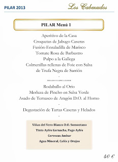 Menús del Pilar en Los Cabezudos (del 4 al 13 de octubre)