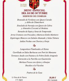 Menú del Día del Pilar (sábado, 12 de octubre)