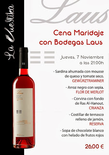 Cena maridaje con Bodegas Laus en La Vueltika (jueves, 7)