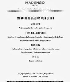 Menú degustación con setas (noviembre)