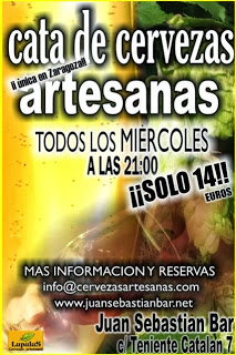 Cata de cervezas artesanas en Juan Sebastián Bar (miércoles de enero y febrero)