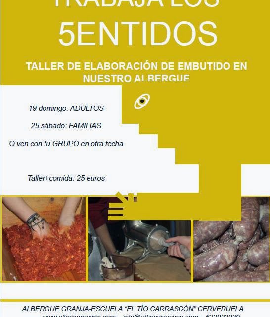 Taller de embutidos (domingo, 19 y sábado, 25)