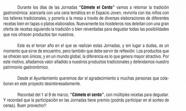 III Jornadas gastronómicas Cómete el cerdo (del 1 al 9 de marzo)