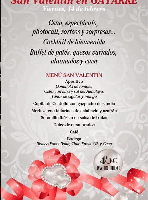 Cena de san Valentín en el Gayarre (viernes, 14)