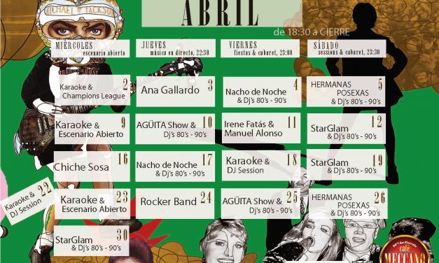 Cenas con espectáculo en el Café Meccano (abril)