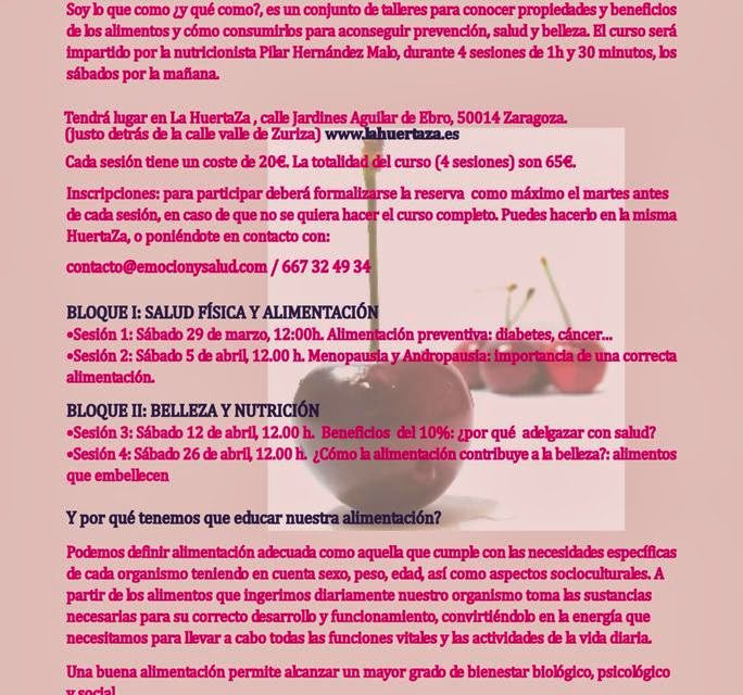 Taller Soy lo que como ¿y qué como? (días 29 de marzo, 5, 12 y 26 de abril)