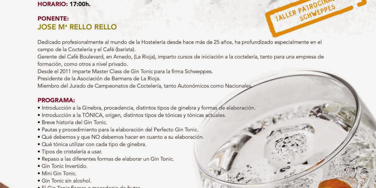 Taller sobre el Gin Tonic (lunes, 24)