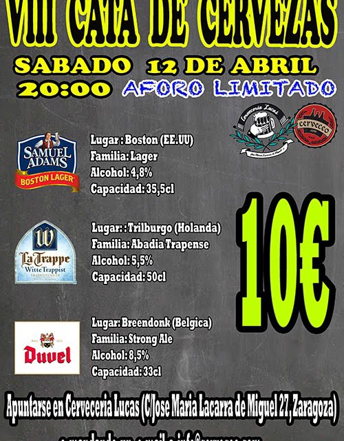 Cata de cervezas de importación (sábado, 12)