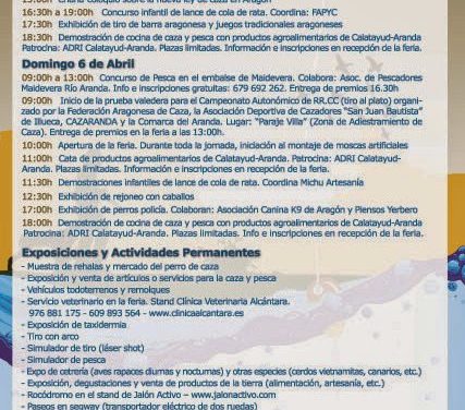 Feria de caza, pesca y turismo en Illueca (días 5 y 6 de abril)