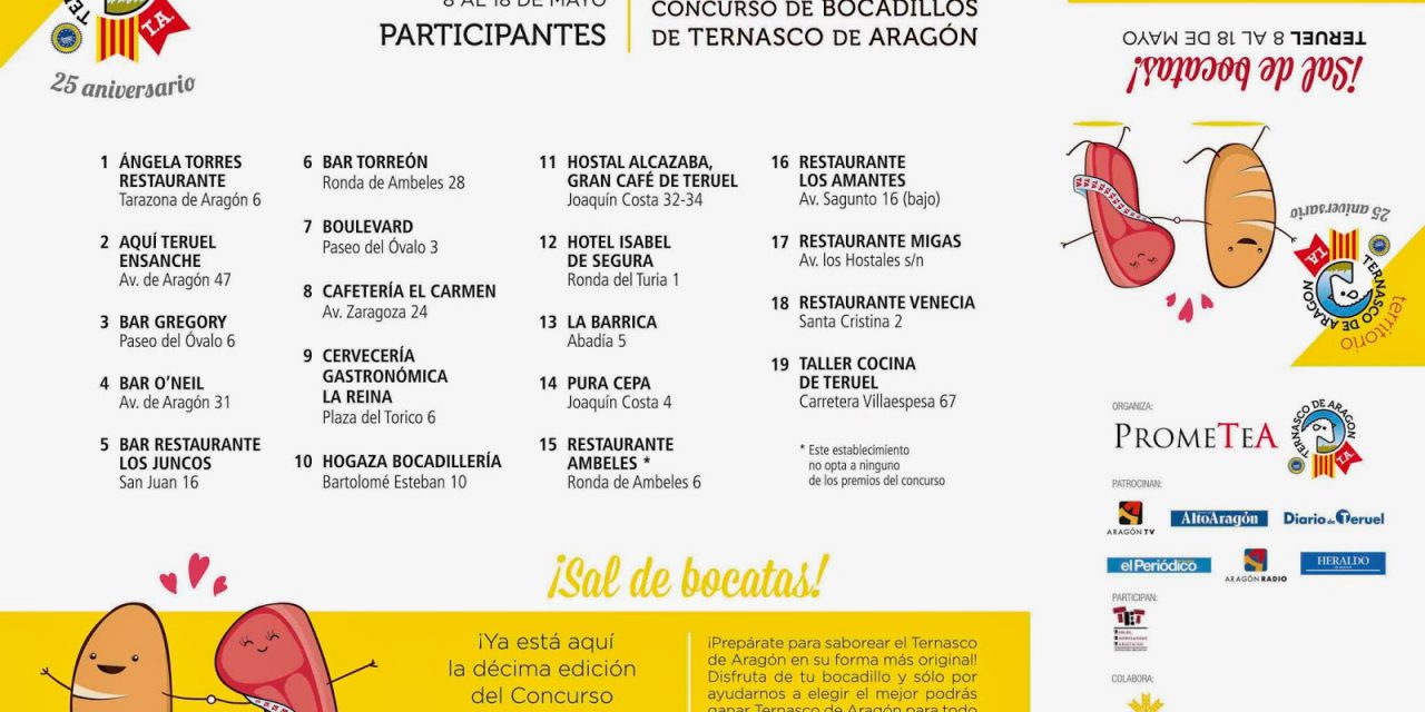 Concurso de bocadillos de Ternasco de Aragón en Teruel (del 8 al 18 de mayo)