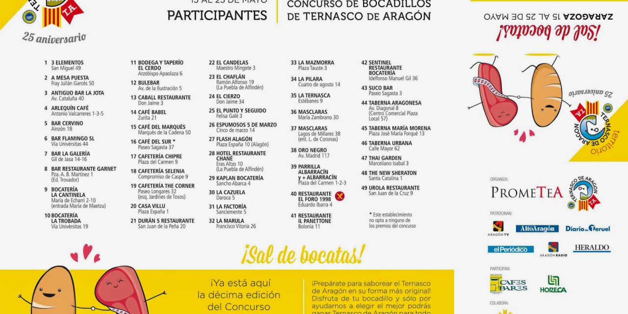 Concurso de bocadillos de Ternasco de Aragón en Zaragoza (del 15 al 25 de mayo)