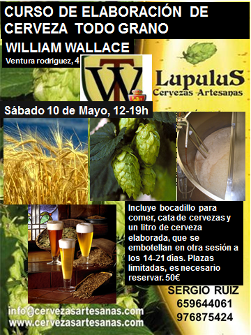 Curso de elaboración de cervezas todo grano (sábado, 10 de mayo)