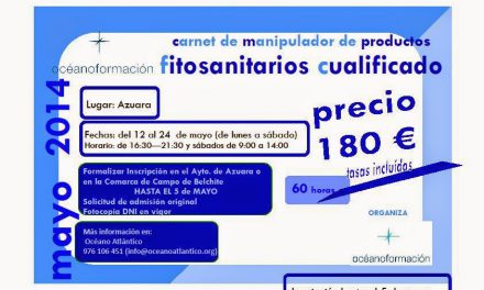 Curso de manipulador de productos fitosanitarios cualificado (del 12 al 24 de mayo)