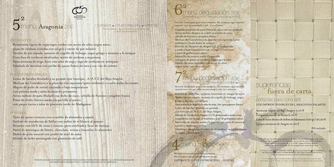 Nueva carta de primavera del restaurante Aragonia