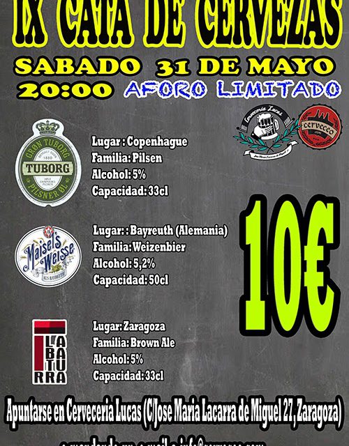 IX Cata de cervezas internacionales (31 de mayo)