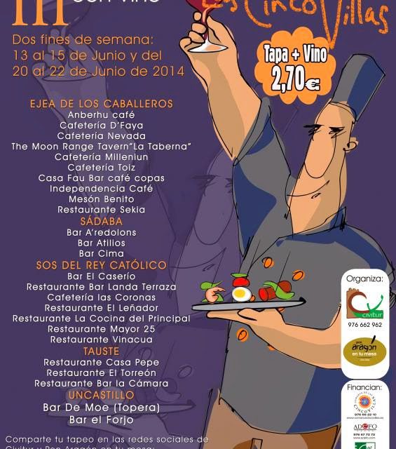 III Concurso de tapas maridadas con vinos de las Cinco Villas (del 13 a 15 y del 20 al 22)