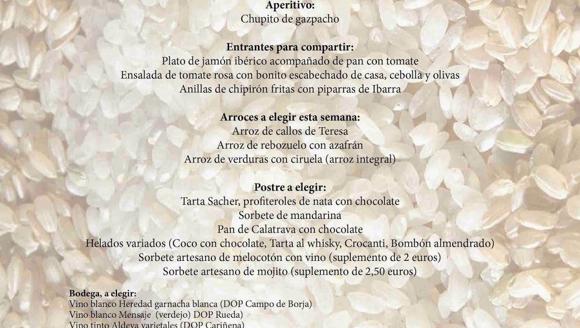 Menú arroces (Brazal) de verano en El candelas (hasta el sábado, 6)