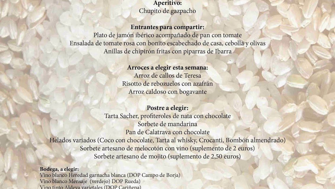 Menú arroces (Brazal) de verano en El candelas (hasta el sábado, 20)