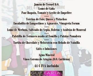 Menú del día del Pilar Guetaria Eventos (domingo, 12 de octubre)