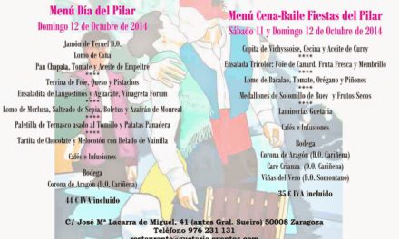 Menú cena baile pilares en Guetaria Eventos (sábado y domingo, 11 y 12 de octubre)