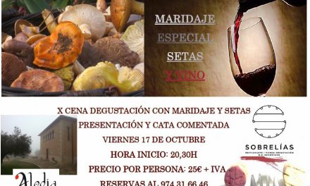 Cena maridada, setas y vino (viernes, 17)