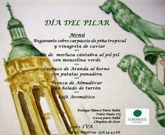Menú del Pilar en Gayarre (domingo, 12)