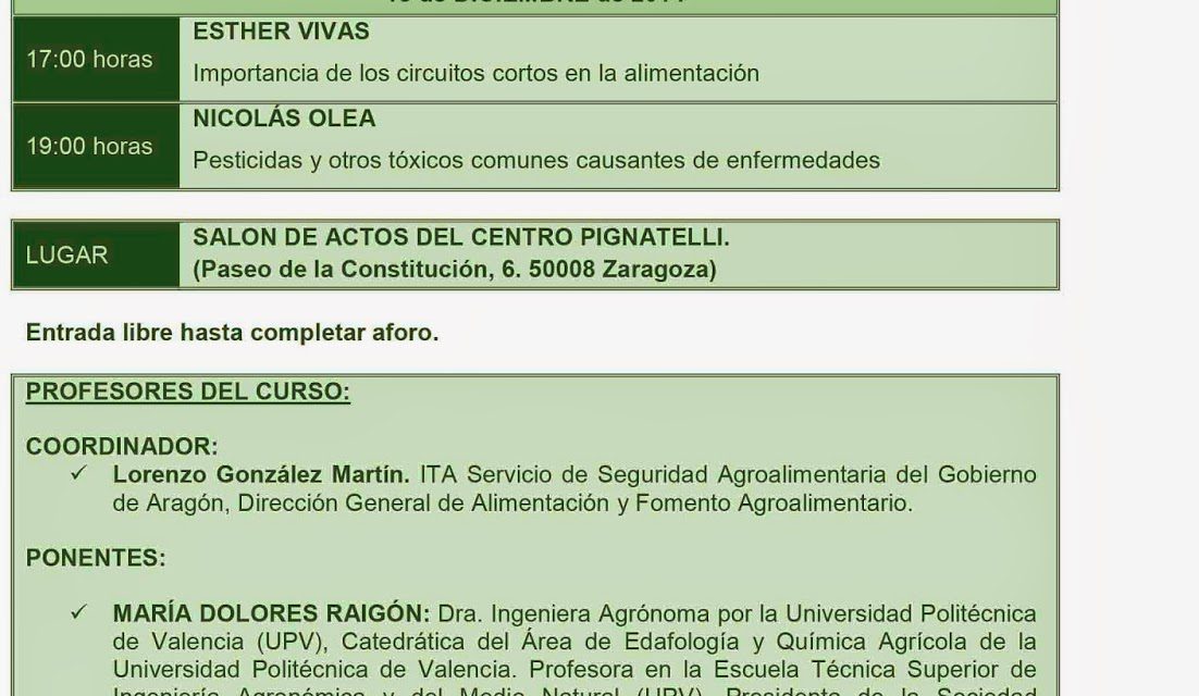 Jornadas formativas sobre ALIMENTACIÓN Y SALUD (días 17 y 18)