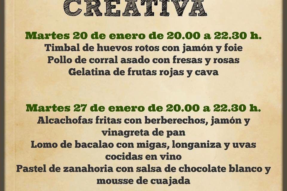 Encuentros gastronómicos Cocina creativa (martes, 20 y 27)