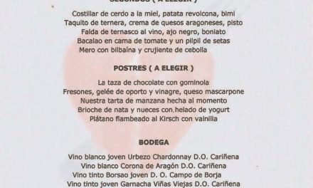 Menú de febrero en el Idílico Restaurante (febrero)