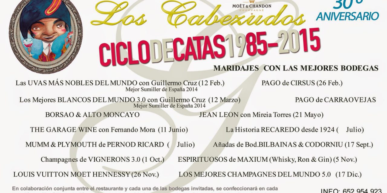 Cena cata maridaje Las uvas más nobles del mundo en Los Cabezudos (jueves, 12)