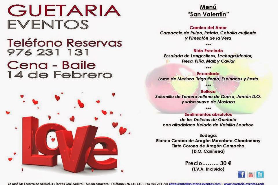 Cena baile de san Valentín Guetaria Eventos (sábado, 14)