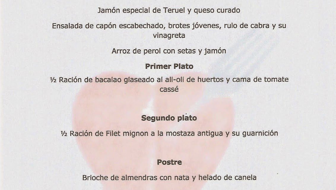 Cena de san Valentín en el Idílico Restaurante (sábado, 14)