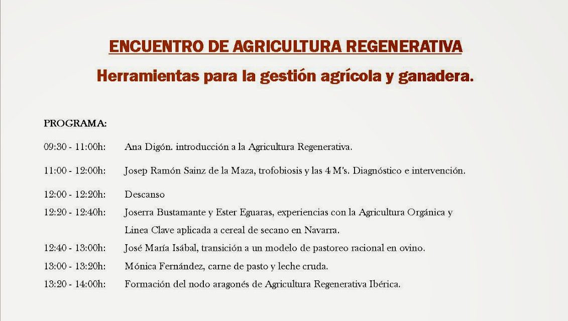 Introducción sobre la agricultura regenerativa y su gestión (sábado, 28)