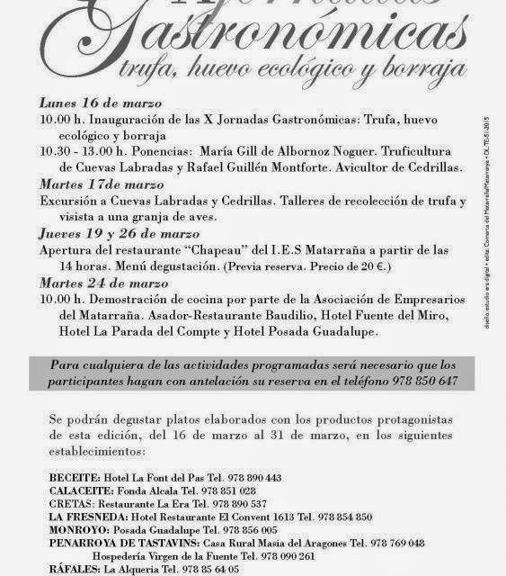 X Jornadas Gastronómicas Matarraña (del 16 al 31 de marzo)