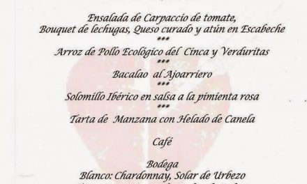 Menú de san Jorge en Idílico Restaurante (del 23 al 26)