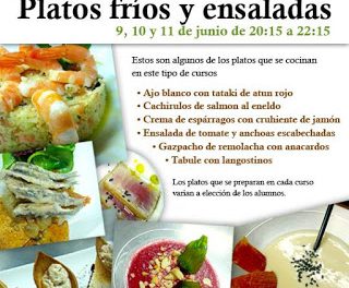 Curso de cocina Platos fríos y ensaladas (de martes a jueves, días 9 a 11 de junio)