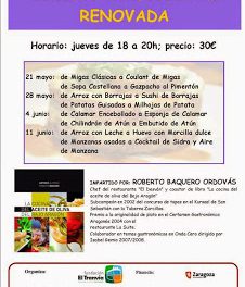 Curso de cocina tradicional renovada (jueves, 21 y 28 de mayo, 4 y 11 de junio)