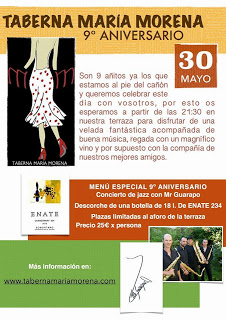 Cena 9 aniversario en MARÍA MORENA (sábado, 30)