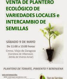 Venta de plantero ecológico de variedades locales en Zaragoza (sábado, 9)