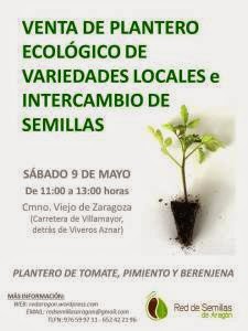 Venta de plantero ecológico de variedades locales en Zaragoza (sábado, 9)
